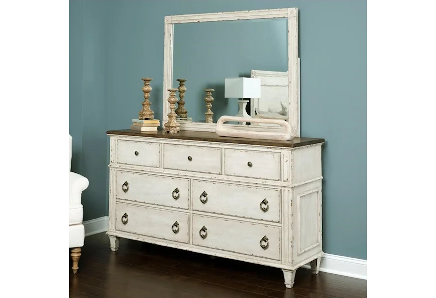 SOUTHBURY Dresser and Mirror with Wood Frame by American Drew at Esprit Decor Home Furnishings
